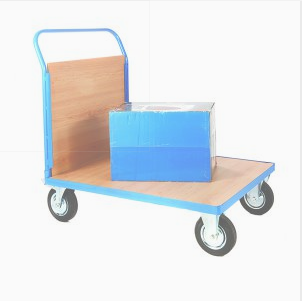 LLM Hand Truck Trolley with blue frame and veneer panels.