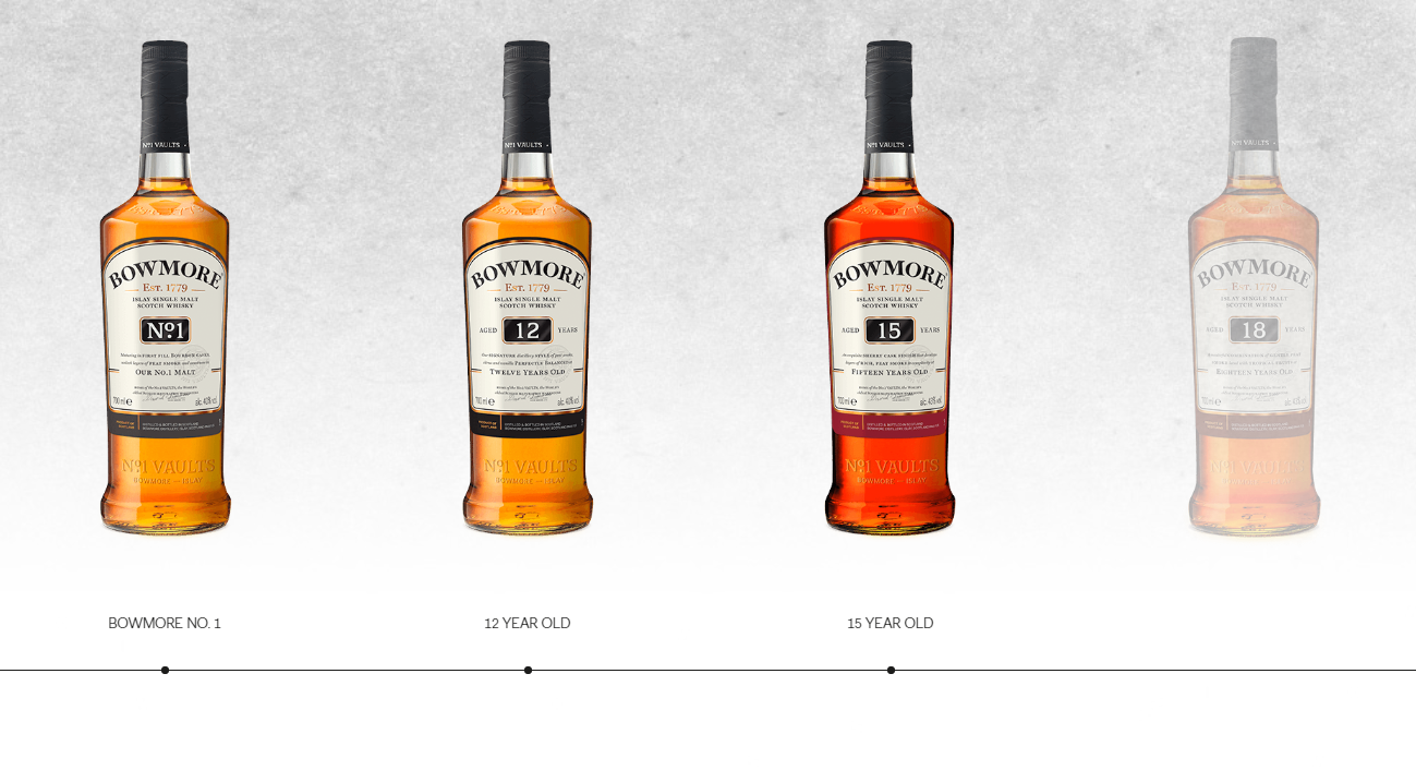 Different bottles of 30 year old whisky with different tones and flavours.